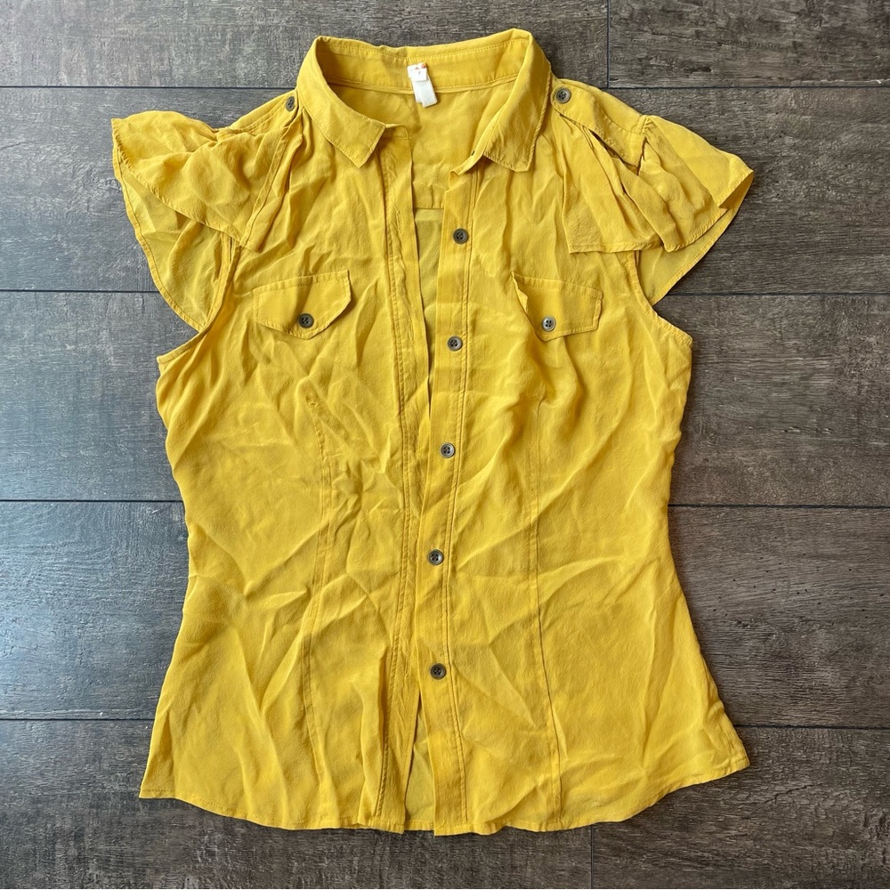 Anthropologie Maeve women’s 100% silk blouse in yellow